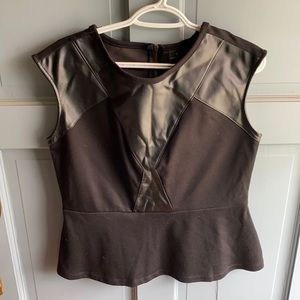 Black Pleather Peplum Top